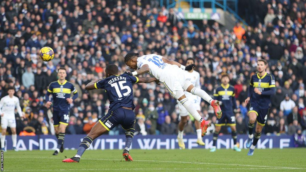 Crysencio Summerville's header was his eighth league goal of the season for Leeds, a tally matched by team-mate Joel Piroe