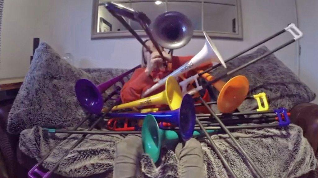 A trombone player