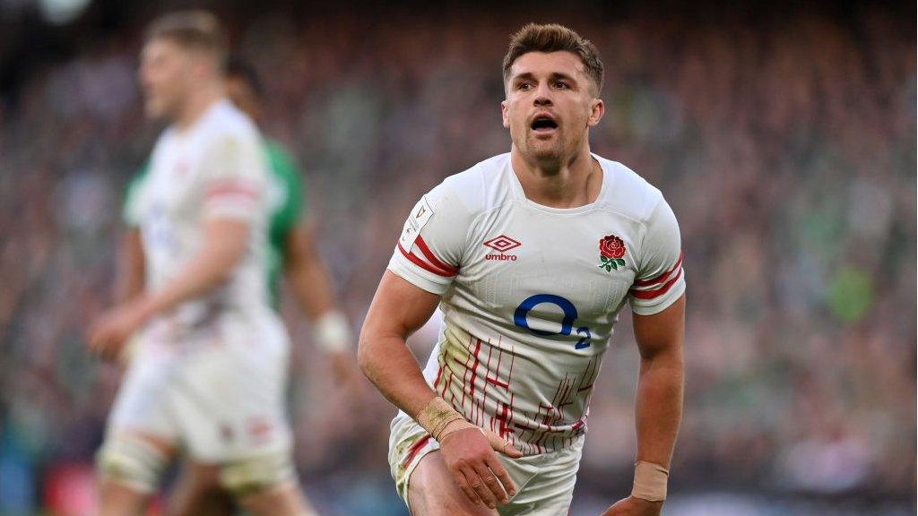 Henry Slade playing during the 2023 Six Nations