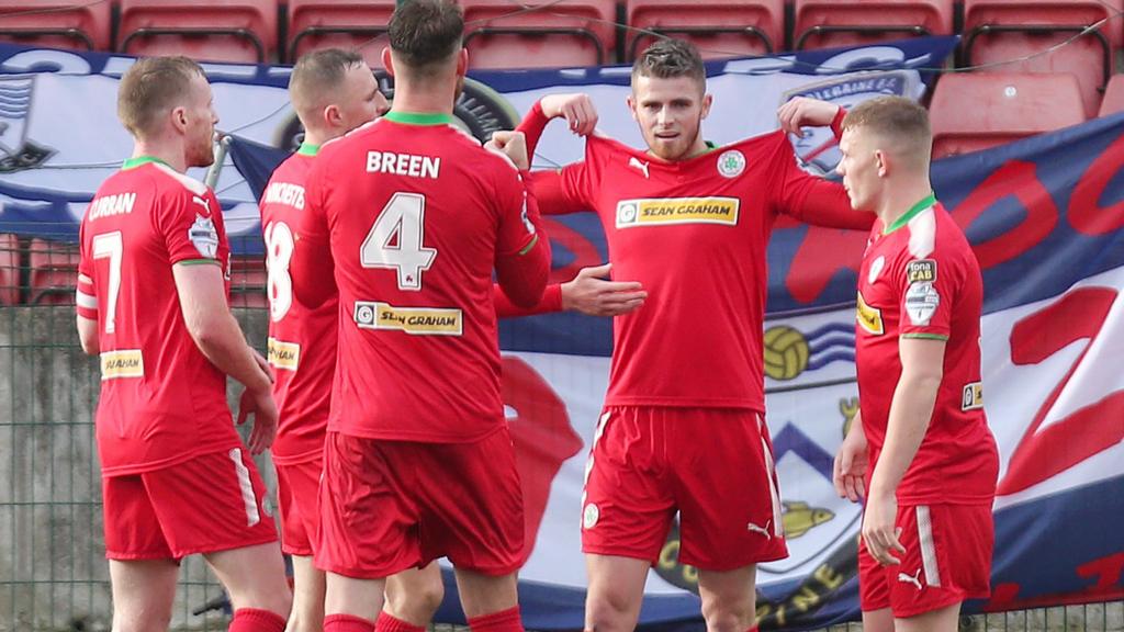 Action from Cliftonville against Coleraine