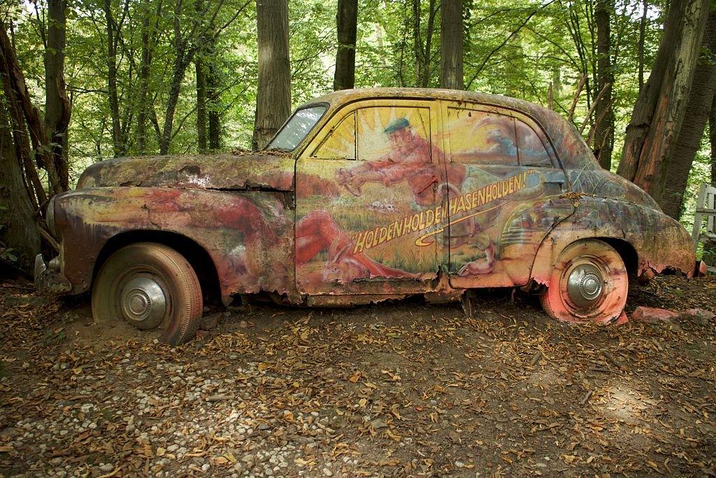 A Holden left to rot by an artist in Neandertal, Germany