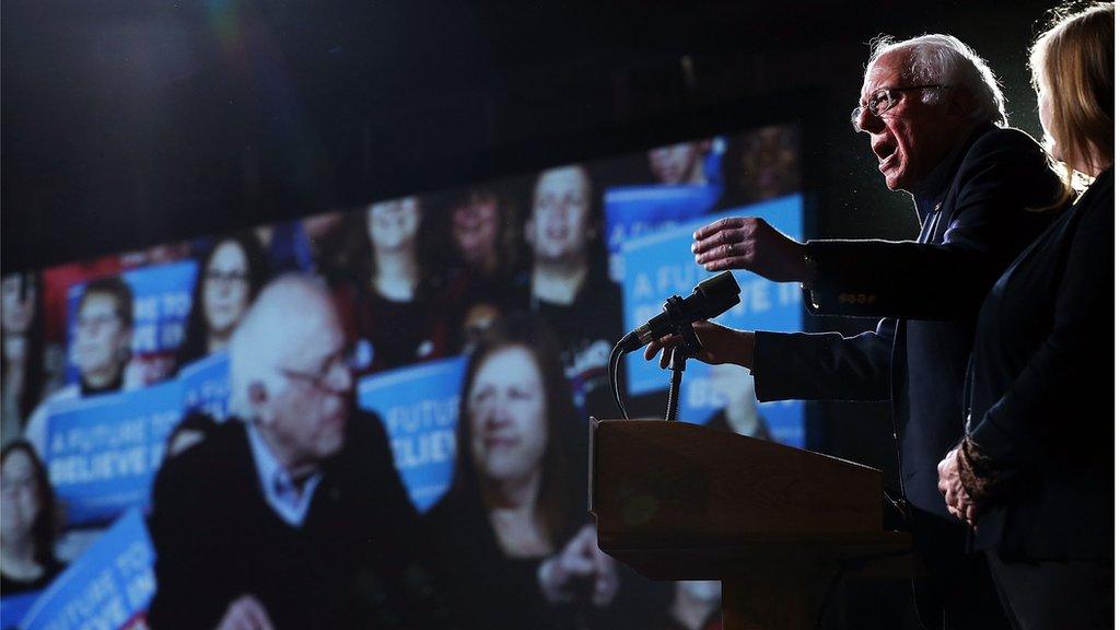 Bernie Sanders speaking at a rally in Vermont