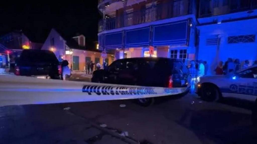 A car is seen at the scene of mass casualty event