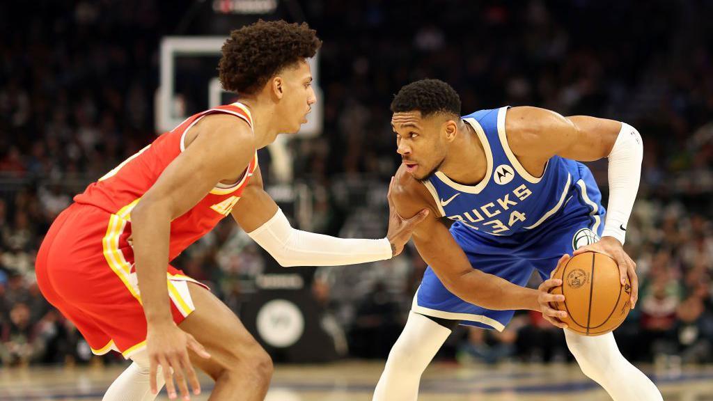 Giannis Antetokounmpo during the Milwaukee Bucks' loss to the Atlanta Hawks.