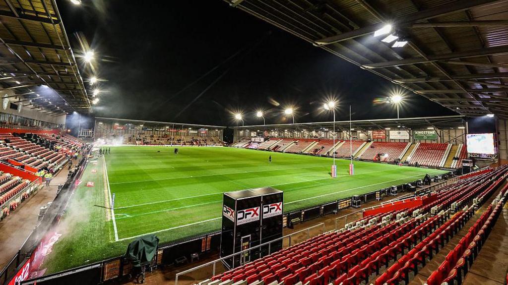 A general view of Leigh Sports Village before the Betfred Super League match between Leigh Leopards and Catalans Dragons