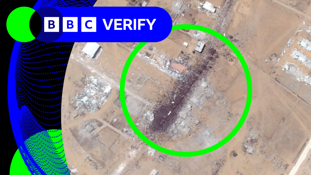 A satellite image. A green ring circles crowds of people surrounding what appears to be food trucks