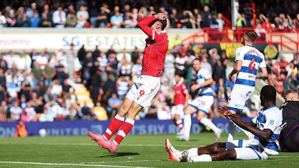 Ryan Hardie reacts to a missed chance against Queens Park Rangers
