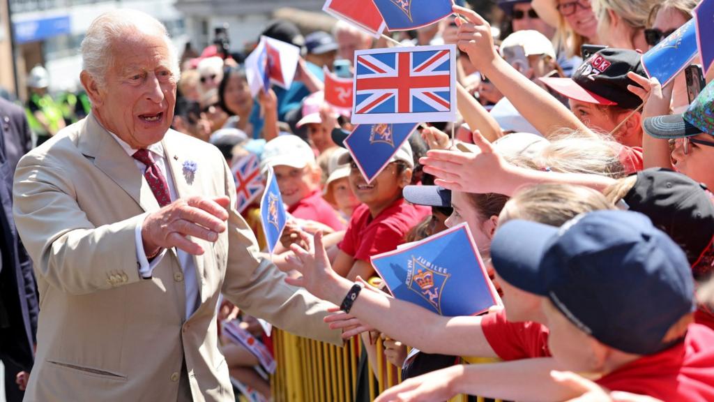 The King meets schoolchildren