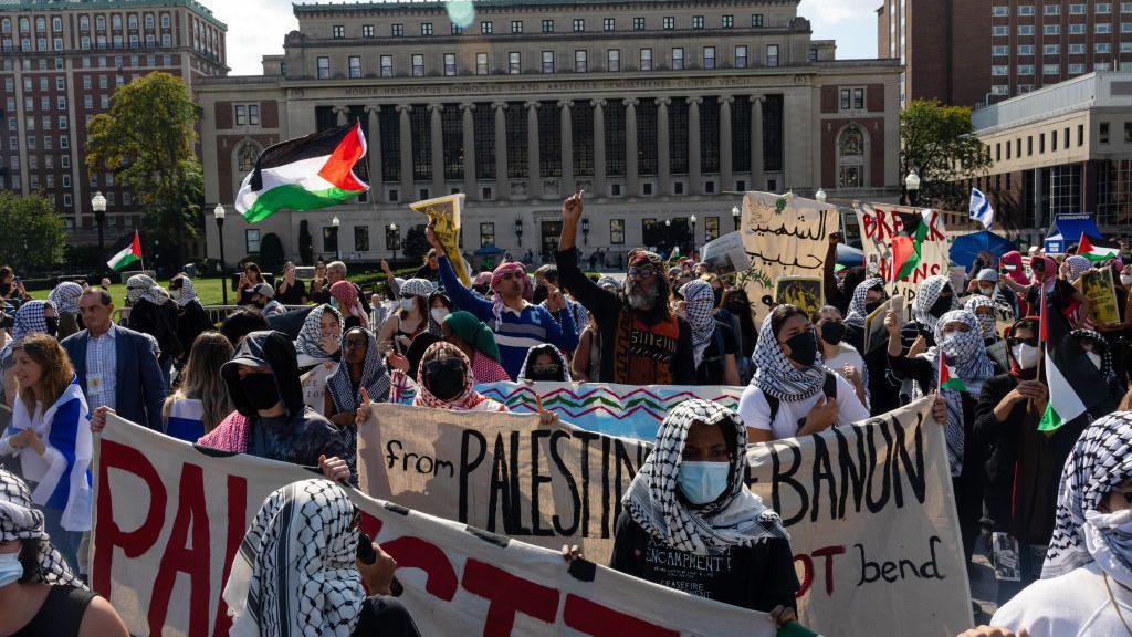 Pro-Palestinian protesters gathered at Columbia University in New York City