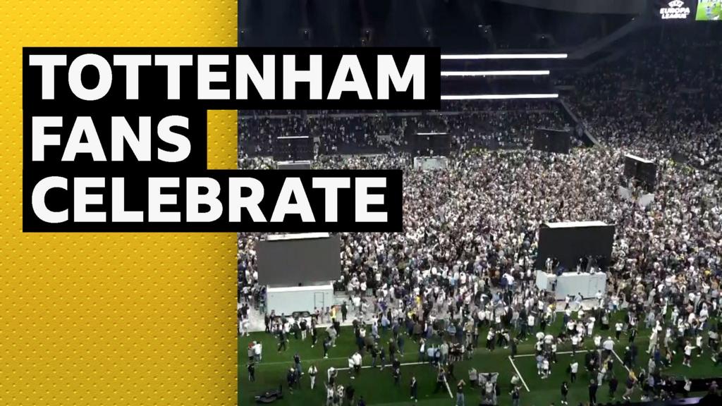 Europa League final: Tottenham fans celebrate at Tottenham Hotspur Stadium