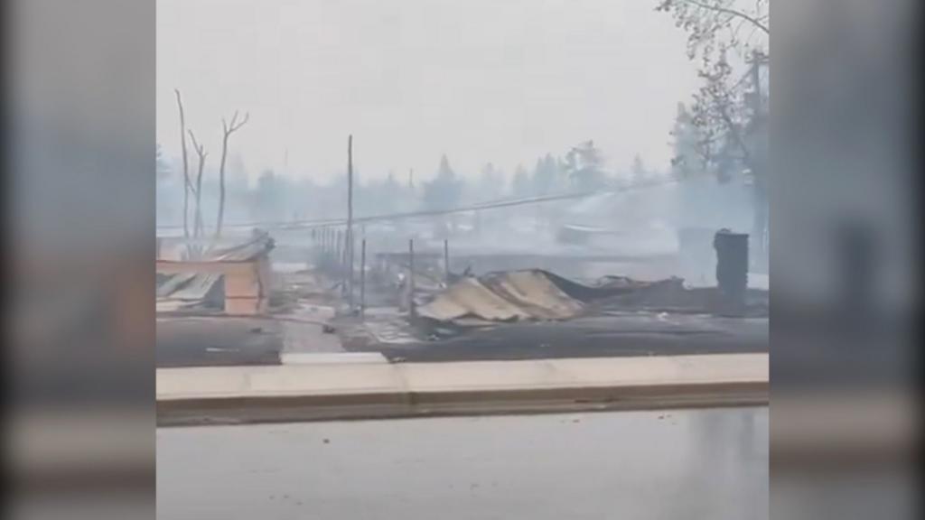 Fire damage in the town of Jasper, Alberta