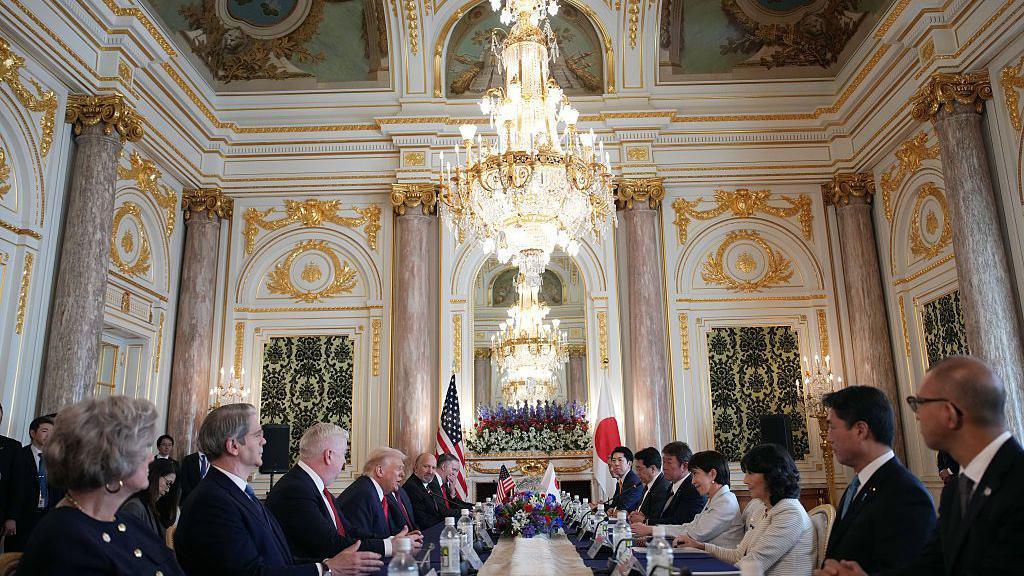 US President Donald Trump (L) and Japanese Prime Minister Sanae Takaichi (R) meet at Akasaka Palace on October 28, 2025 in Tokyo, Japan. Trump is on a visit to Asia that takes in the ASEAN summit in Malaysia, followed by a trip to Japan and South Korea ahead of the APEC meetings