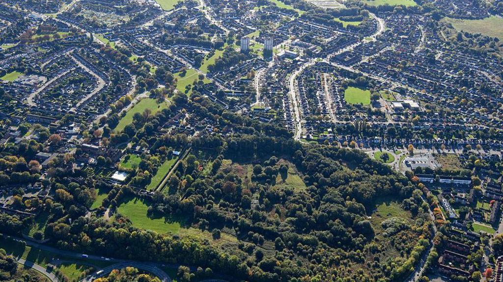 An aerial view of Castle Bromwich