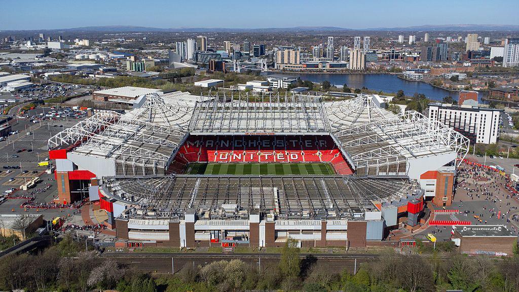 An aerial view of Old Trafford football ground.