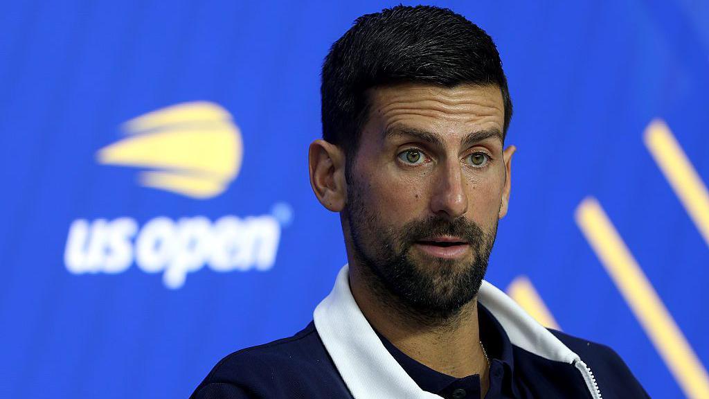 Novak Djokovic speaking at the US Open