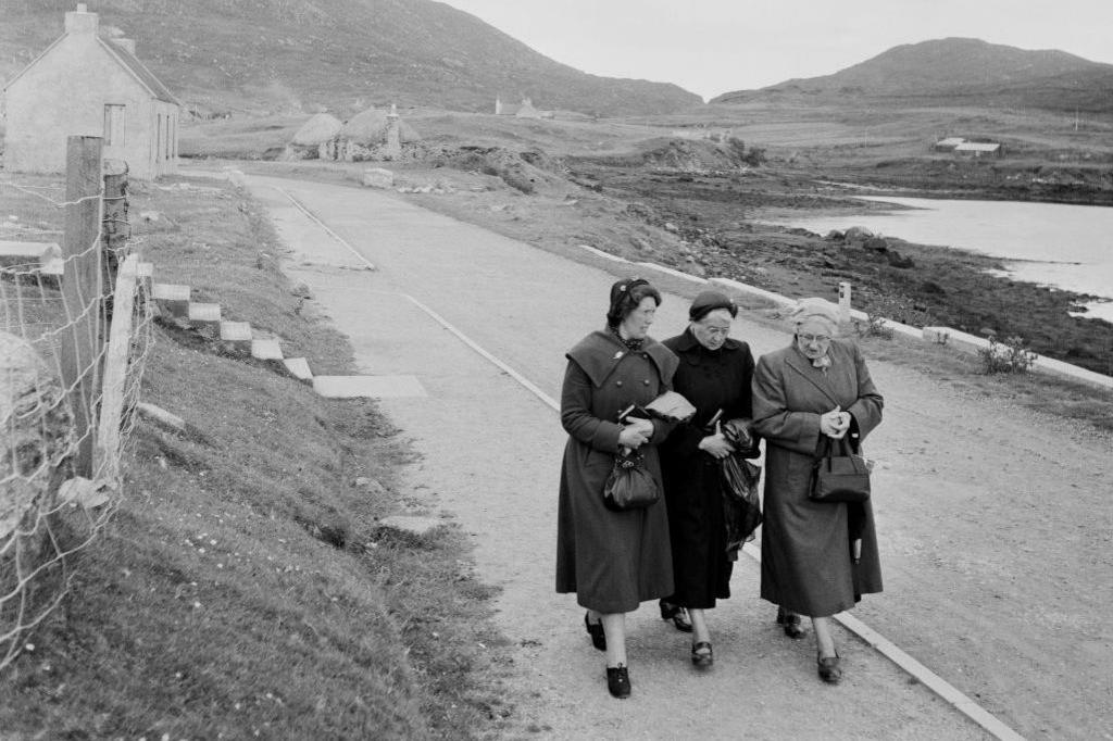 Women walking to church in 1955