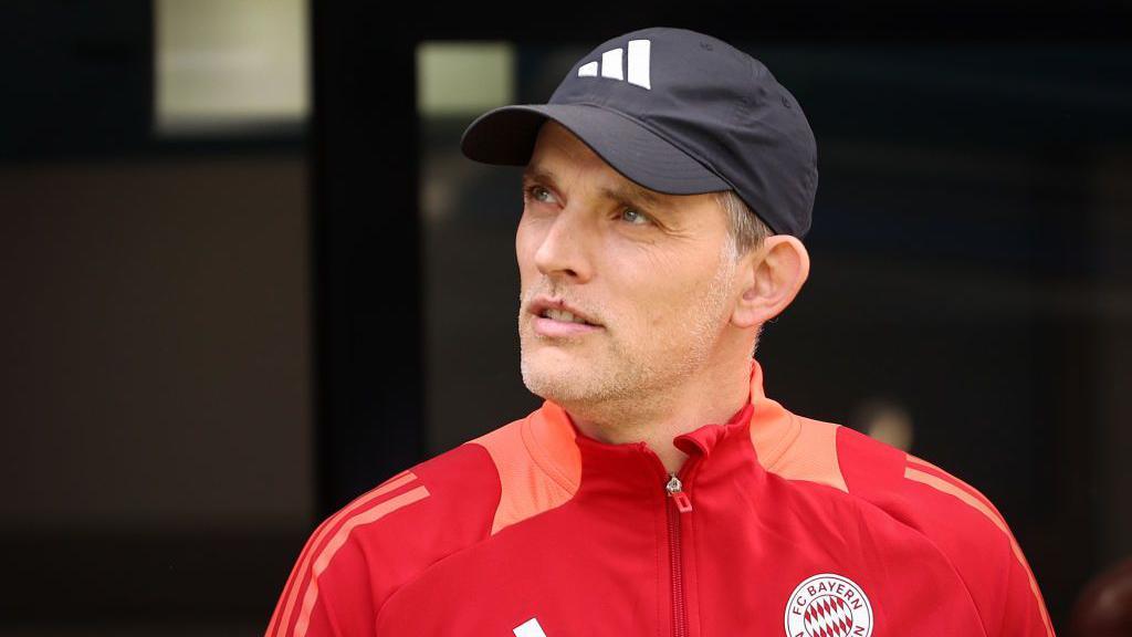 Thomas Tuchel wearing a Bayern Munich tracksuit top