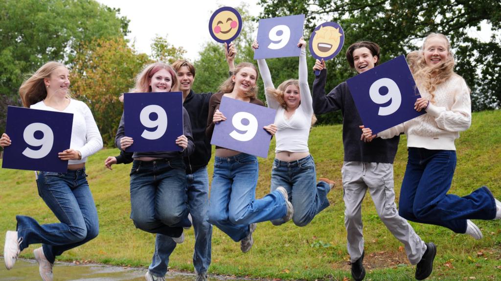 Pupils celebrate their GCSE results at Leeds Grammar School