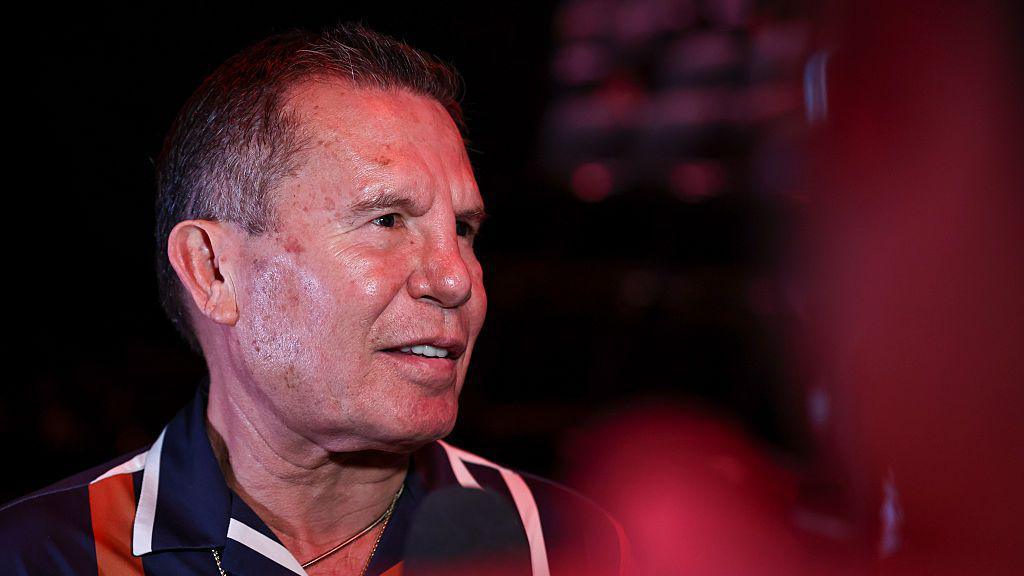 Close up of Julio Cesar Chavez at a news conference