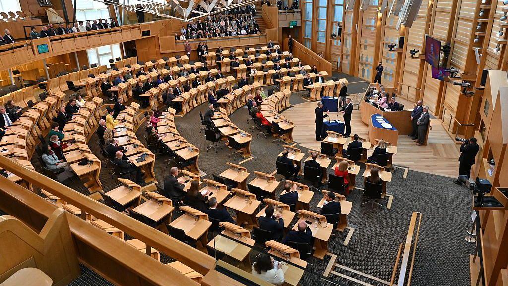 A general view of the debating chamber at Holyrood.