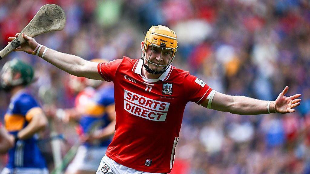 Shane Barrett celebrates scoring