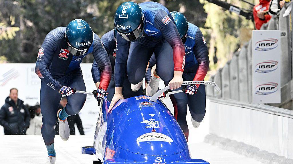 Team GB bobsleigh team practicing