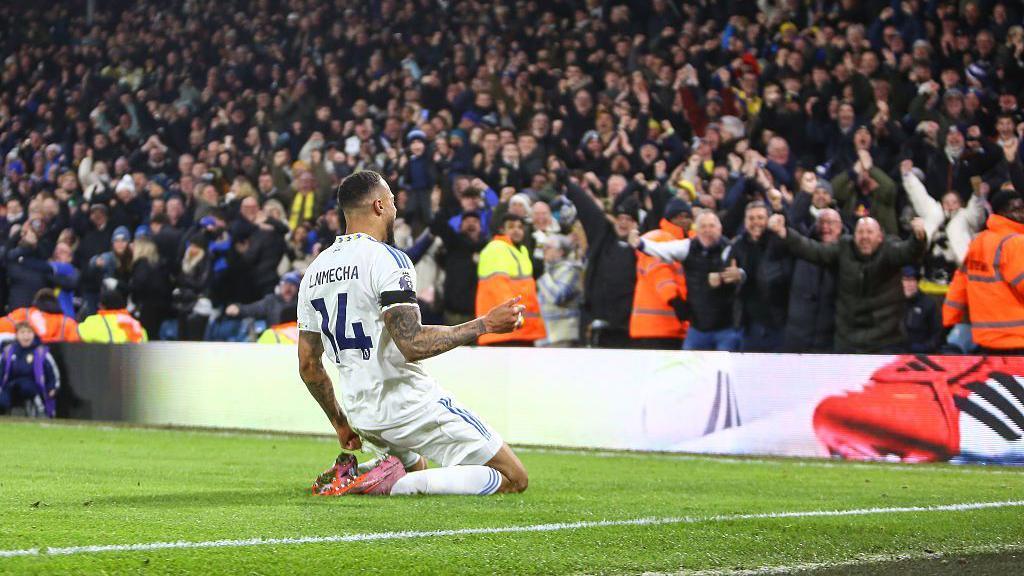 Lukas Nmecha celebrates after scoring against Fulham