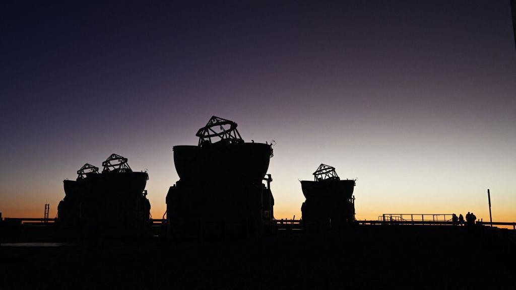 General view of the platform of the Very Large Telescope (VLT), with its four optical telescopes and four movable auxiliary telescopes, at the European Southern Observatory's (ESO) Paranal Observatory.