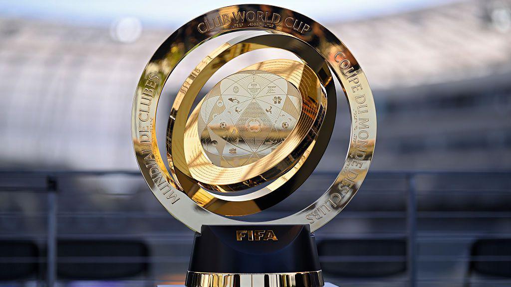 The Club World Cup trophy on display prior to LAFC's game against Sporting Kansas City. 