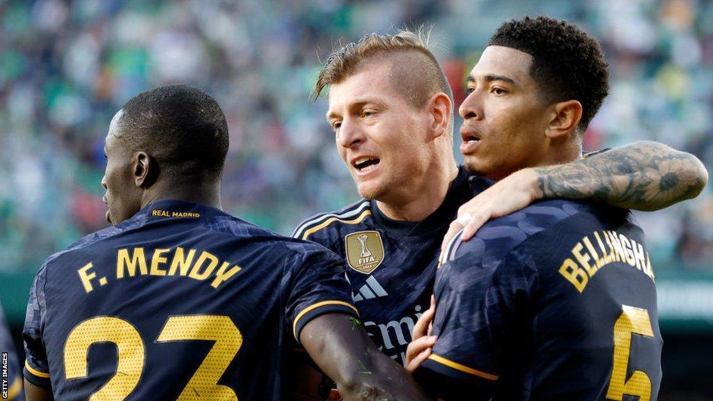 Jude Bellingham celebrates scoring for Real Madrid