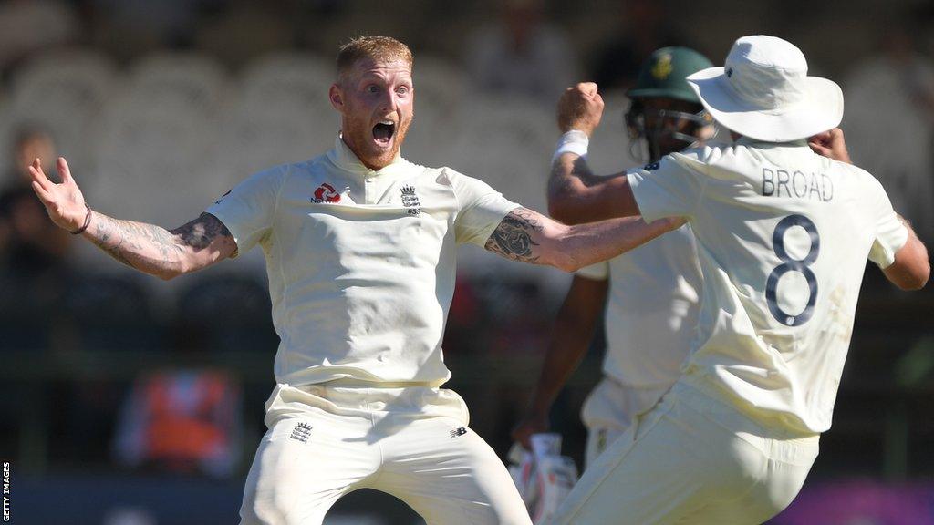 Ben Stokes celebrates final wicket in Cape Town 2020