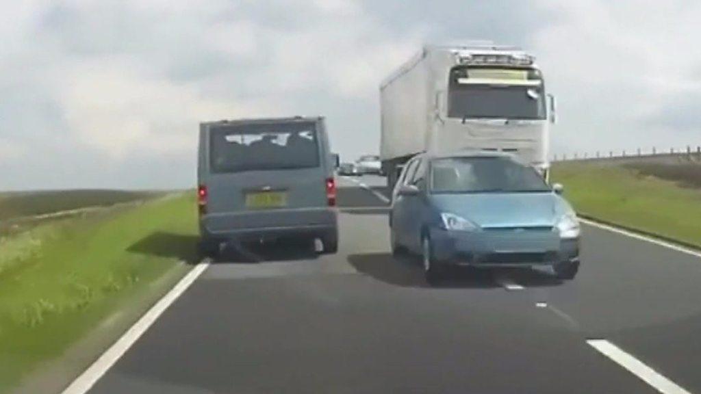 Car overtaking dangerously