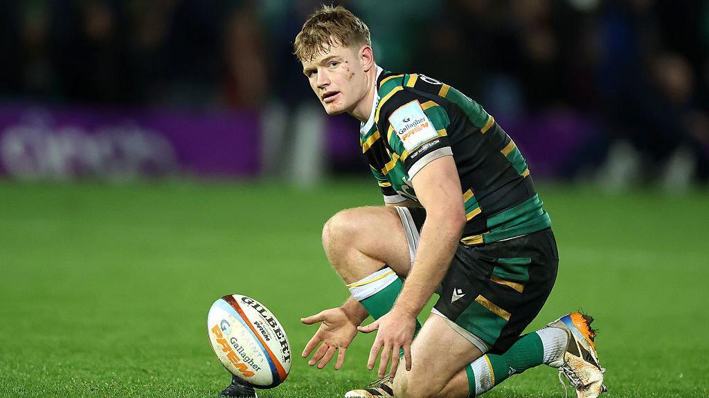 Fin Smith playing for Northampton