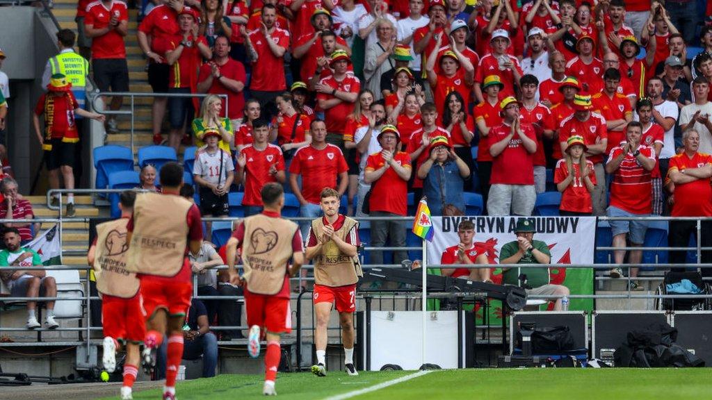 Wales fans clapping David Brooks