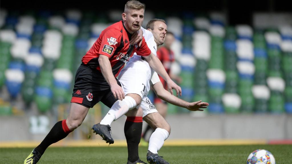 Crusaders play Ballinamallard in the 2019 Irish Cup final