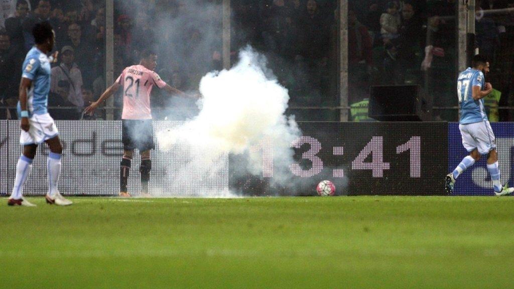 Crowd trouble at Palermo v Lazio