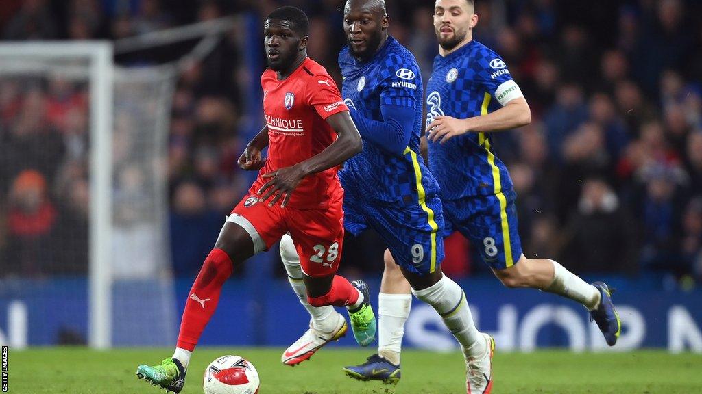 Saidou Khan playing against Chelsea in the FA Cup for Chesterfield