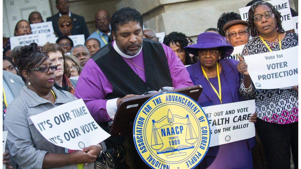 Civil rights activists in North CArolina protest for voting rights