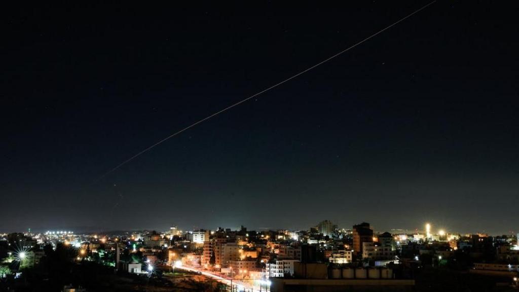 A streak of light, that appears to be an Iranian missile, taken from Hebron on June 7.