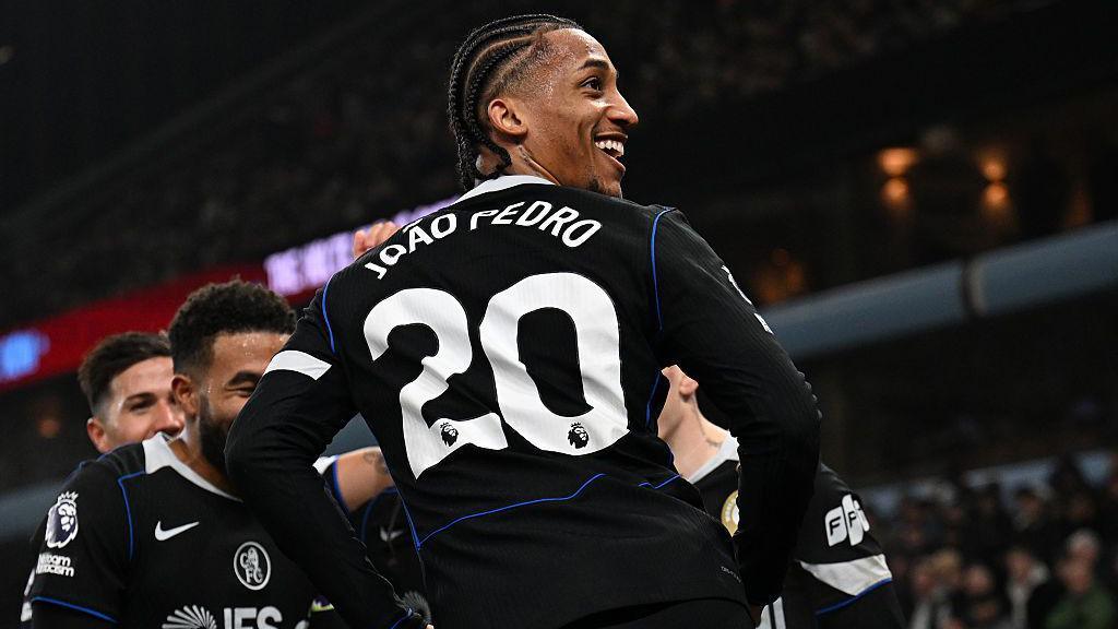 Joao Pedro celebrates scoring for Chelsea