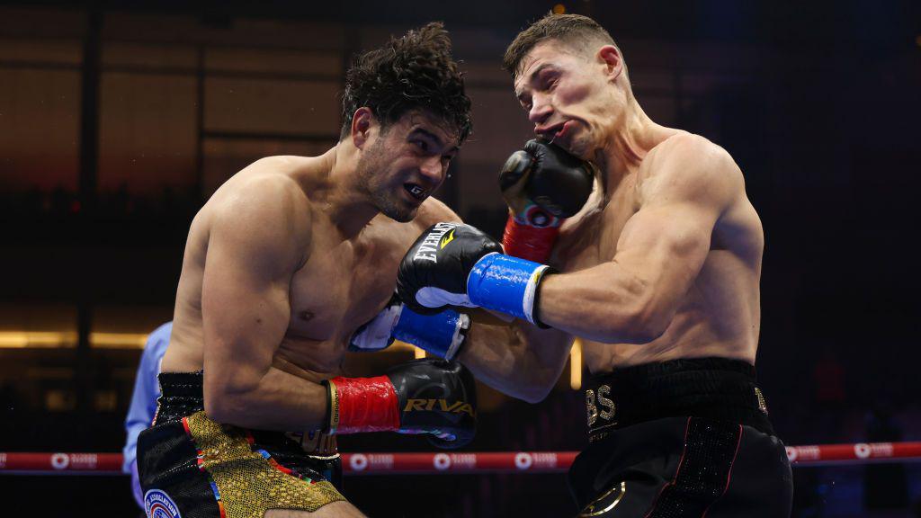 Gilberto Ramirez punches Chris Billam-Smith during their WBO world cruiserweight title fight in Riyadh 