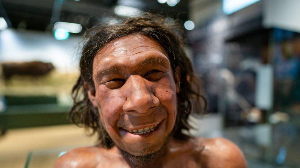 Smiling neanderthal man