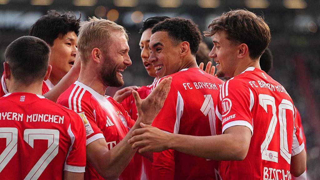 Bayern Munich players celebrate scoring