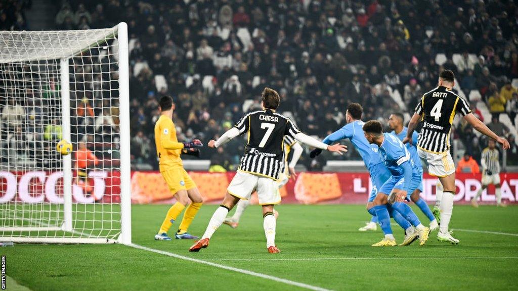 Federico Gatti scores Juventus' goal against Napoli