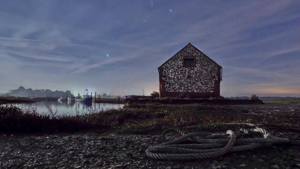 Thornham Staithe under moonlight