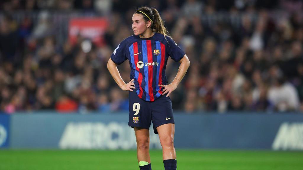 Mariona Caldentey playing for Barcelona at Camp Nou
