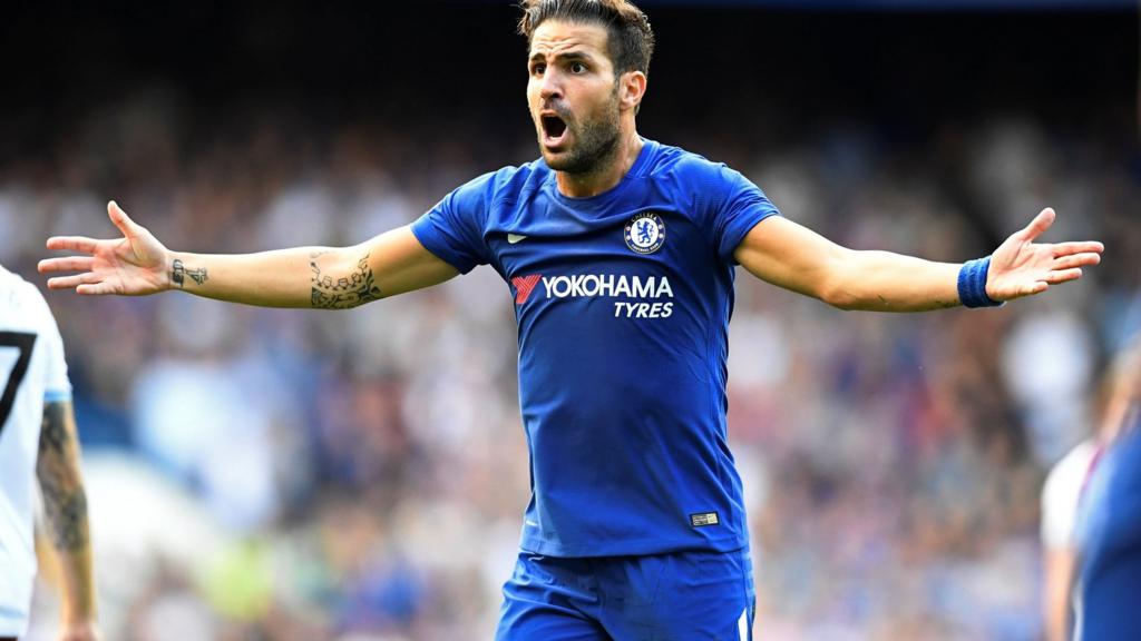 Chelsea's Cesc Fabregas reacts