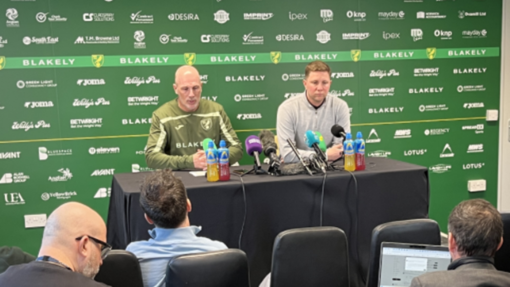 Norwich City head coach Philippe Clement and Ben Knapper speak to the media.