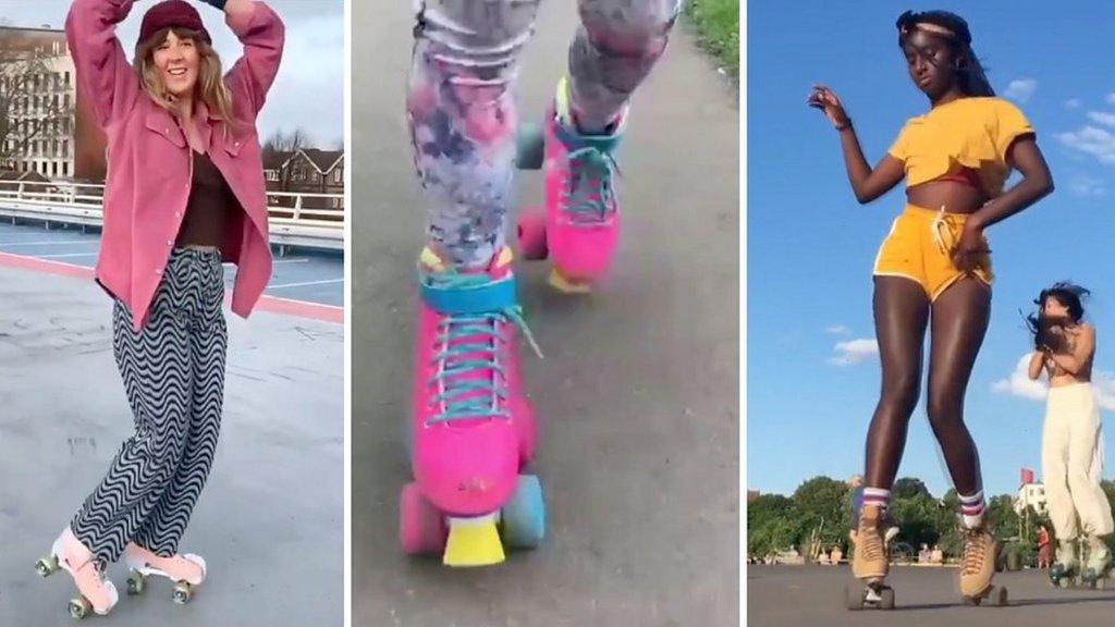 People wearing roller skates