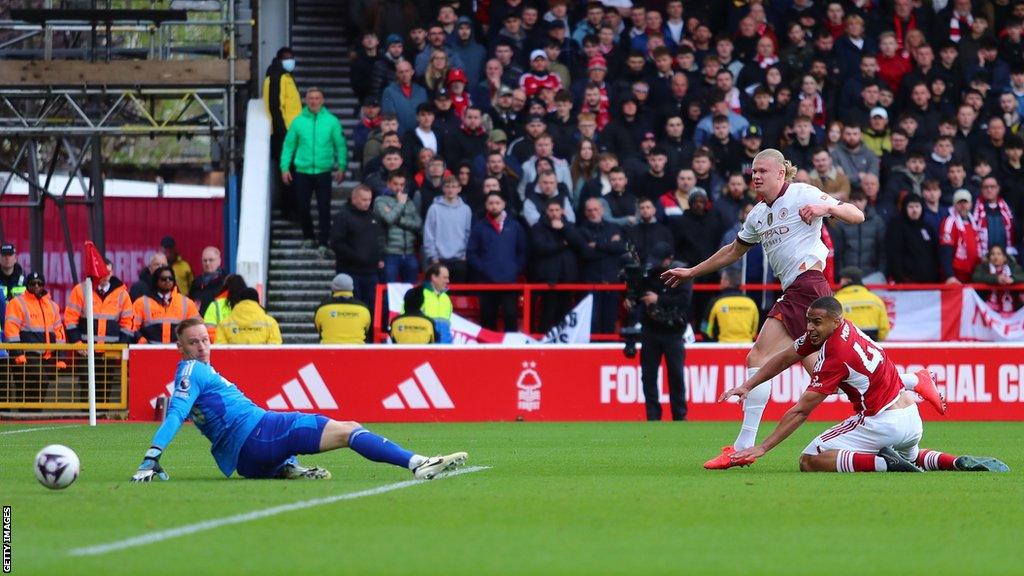 Erling Haaland scores for Manchester City